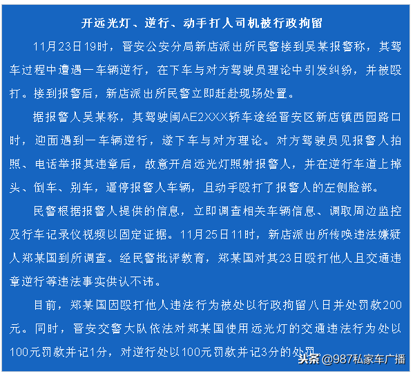 福州一男子开远光逆行别车、爆粗口打人……到底谁给你的勇气？
