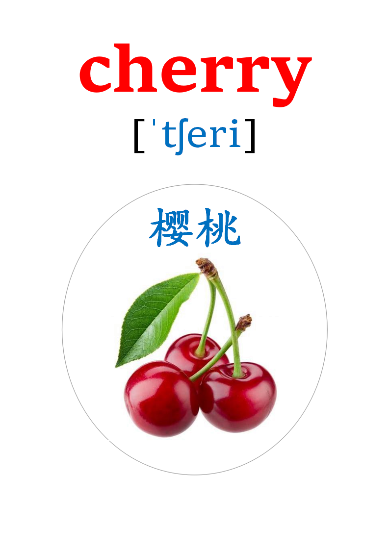 英语卡片来了!20多种水果的英语单词!apple,orange,pear