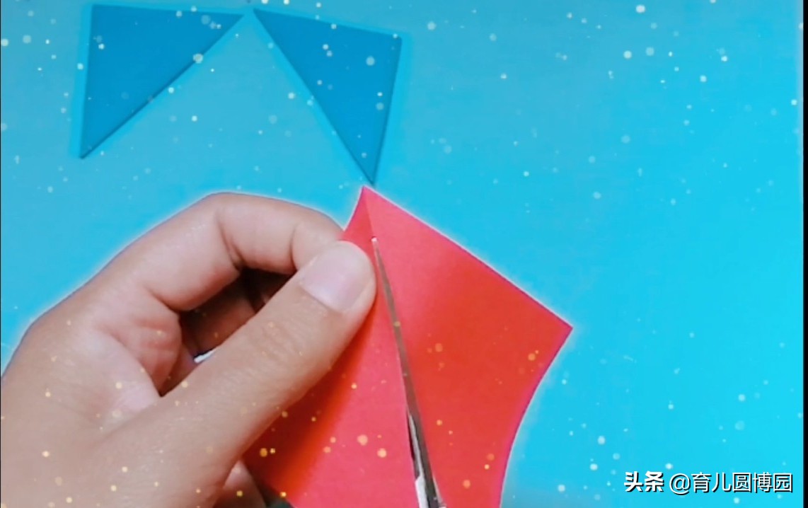 幼儿园手工小鱼，三角形拼凑小鱼，亲子手工小鱼，幼儿认识三角形