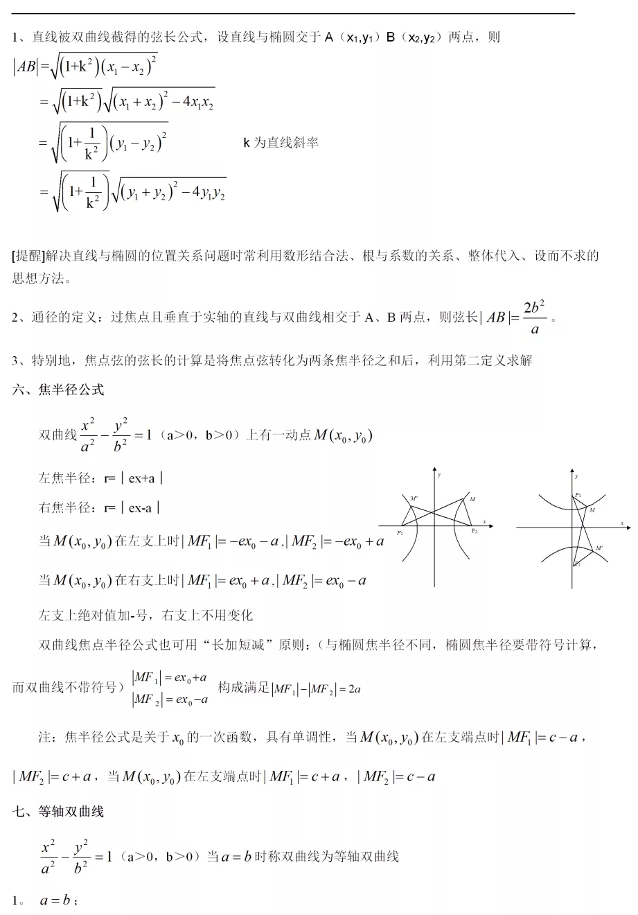 近几年高考高频题丨表格总结双曲线全部知识点（含例题），划重点