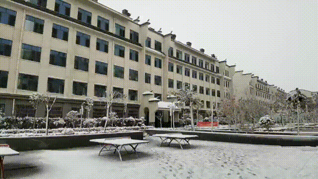 初雪中的开元学校，真美