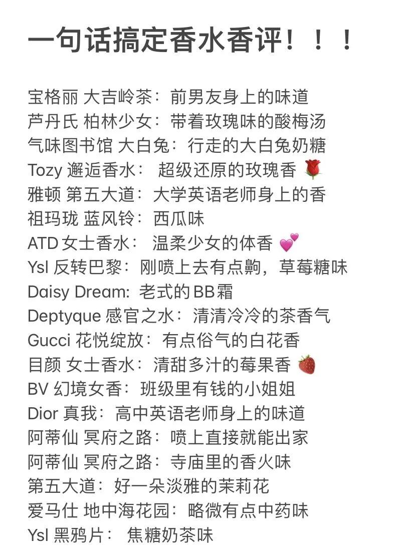 一句话搞定香水香评！纯自用感受