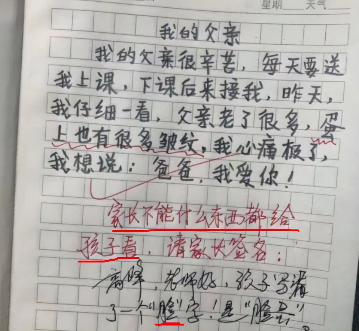 “家长不能什么都给孩子看”，小学生作文叫老师脸红，叫家长尴尬