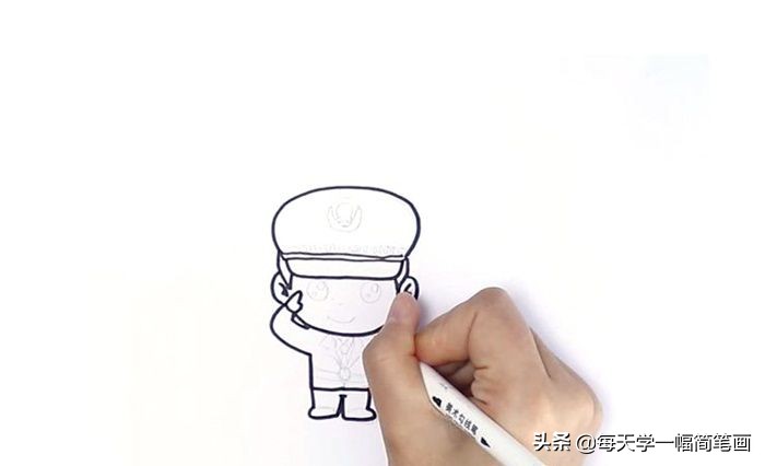 每天学一幅简笔画--可爱的警察简笔画