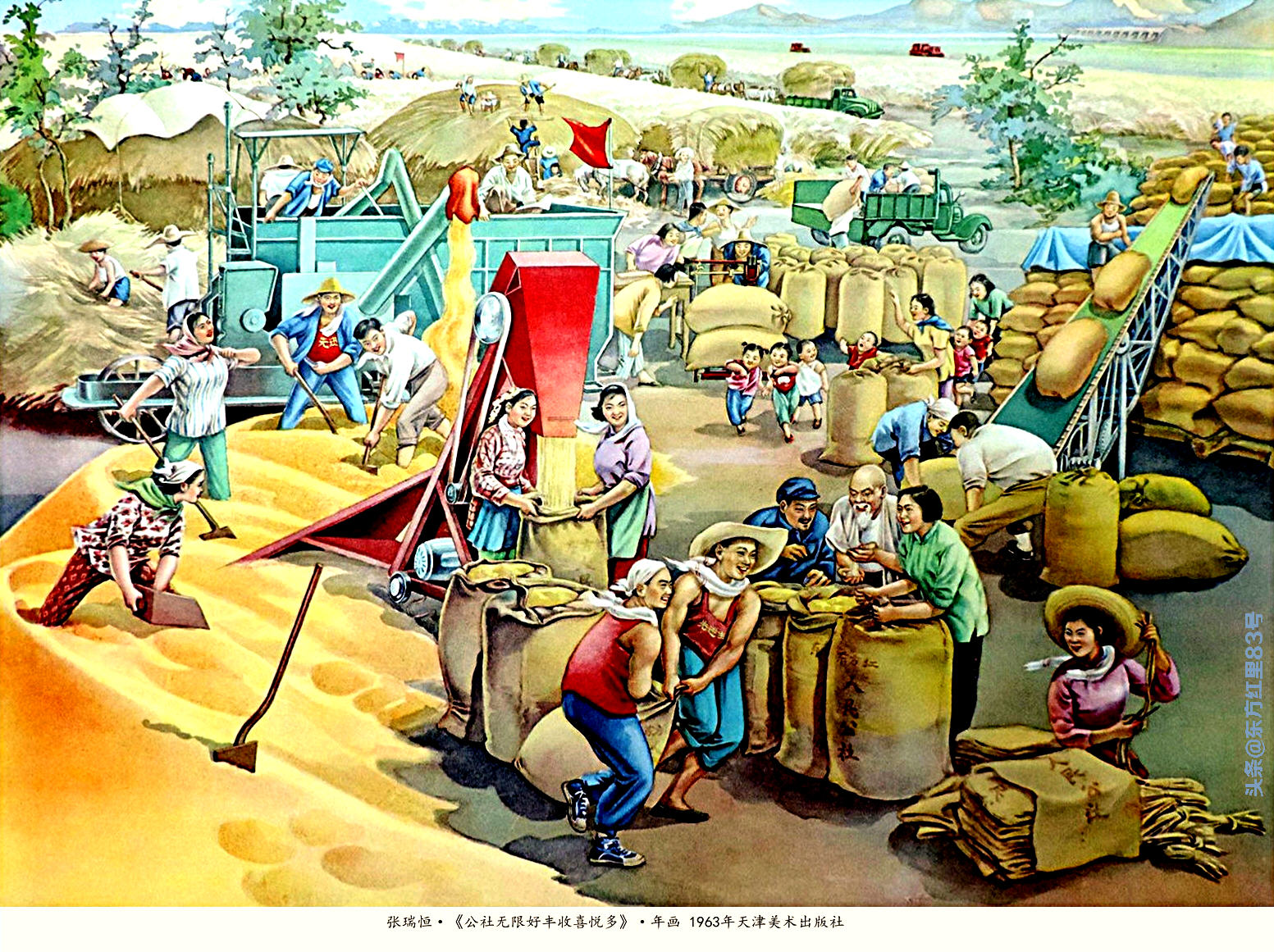 毛主席时代画卷｜按劳分配，多劳多得；公社无限好，丰收喜悦多