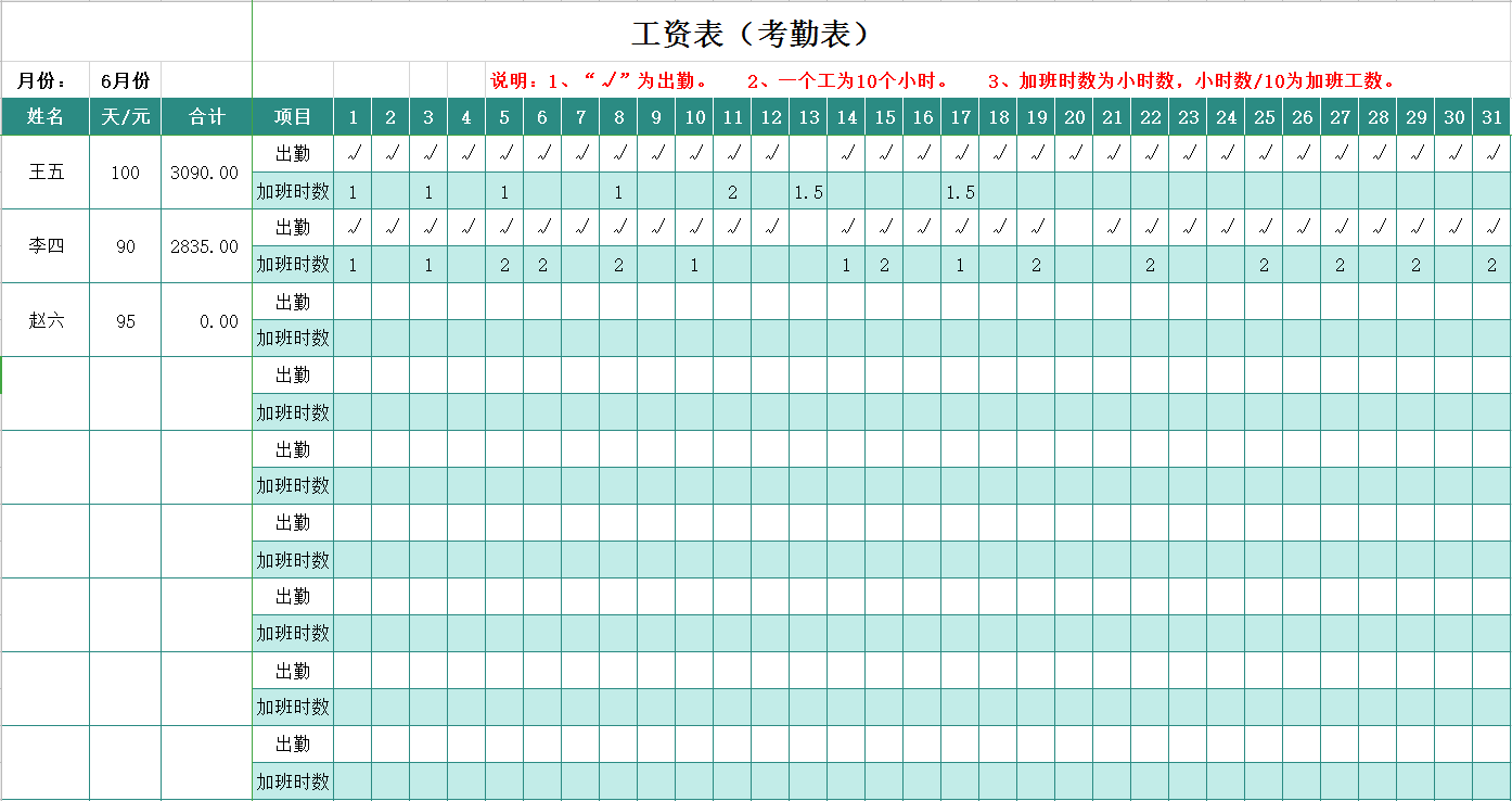 超实用的员工工资核算表格模板送给你！自带公式，拿走直接套用