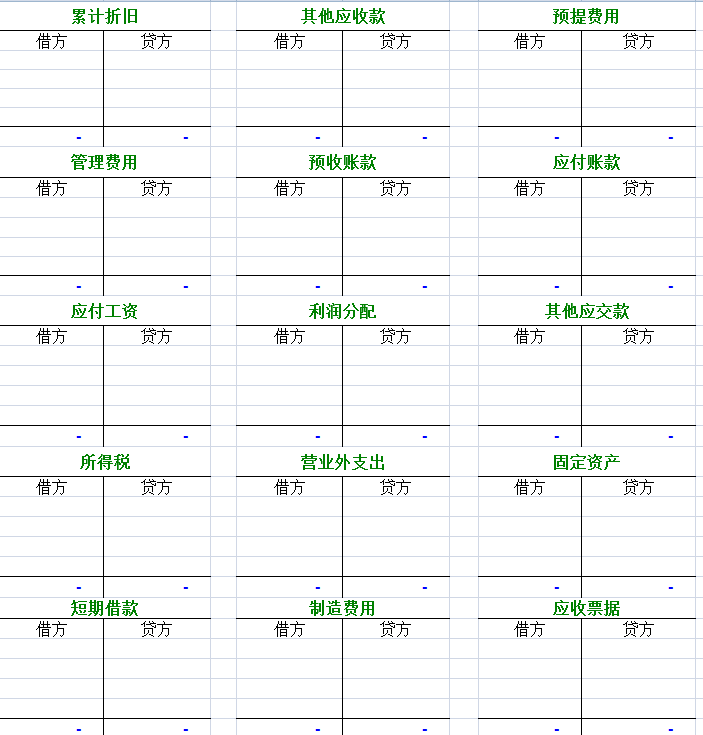 干货！只需按凭证先做丁字账，自动计算财务报表，带公式做账表格