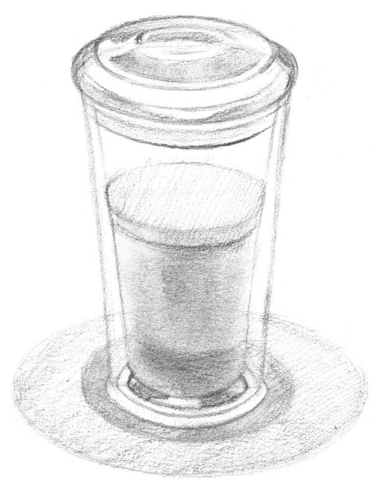 杯子素描画法图片