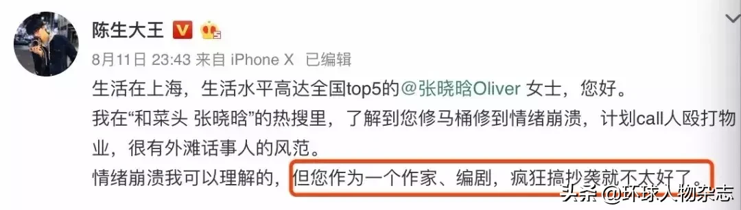 “top5”女作家张晓晗翻车：一个马桶塞引发的血案