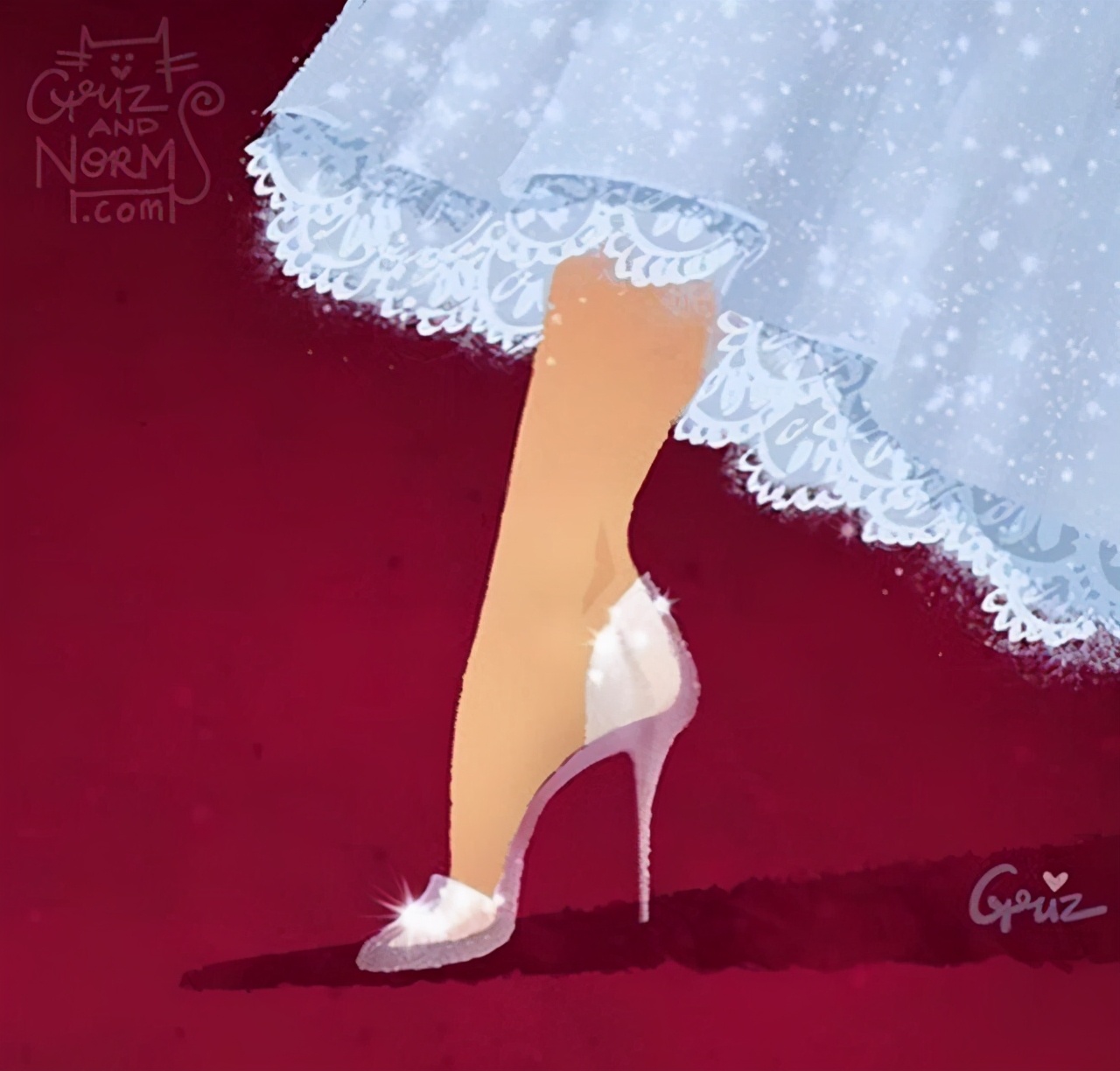 灰姑娘的高跟鞋艾莎的高跟鞋十分惊艳,她的裙子是淡蓝色的长裙,高跟鞋