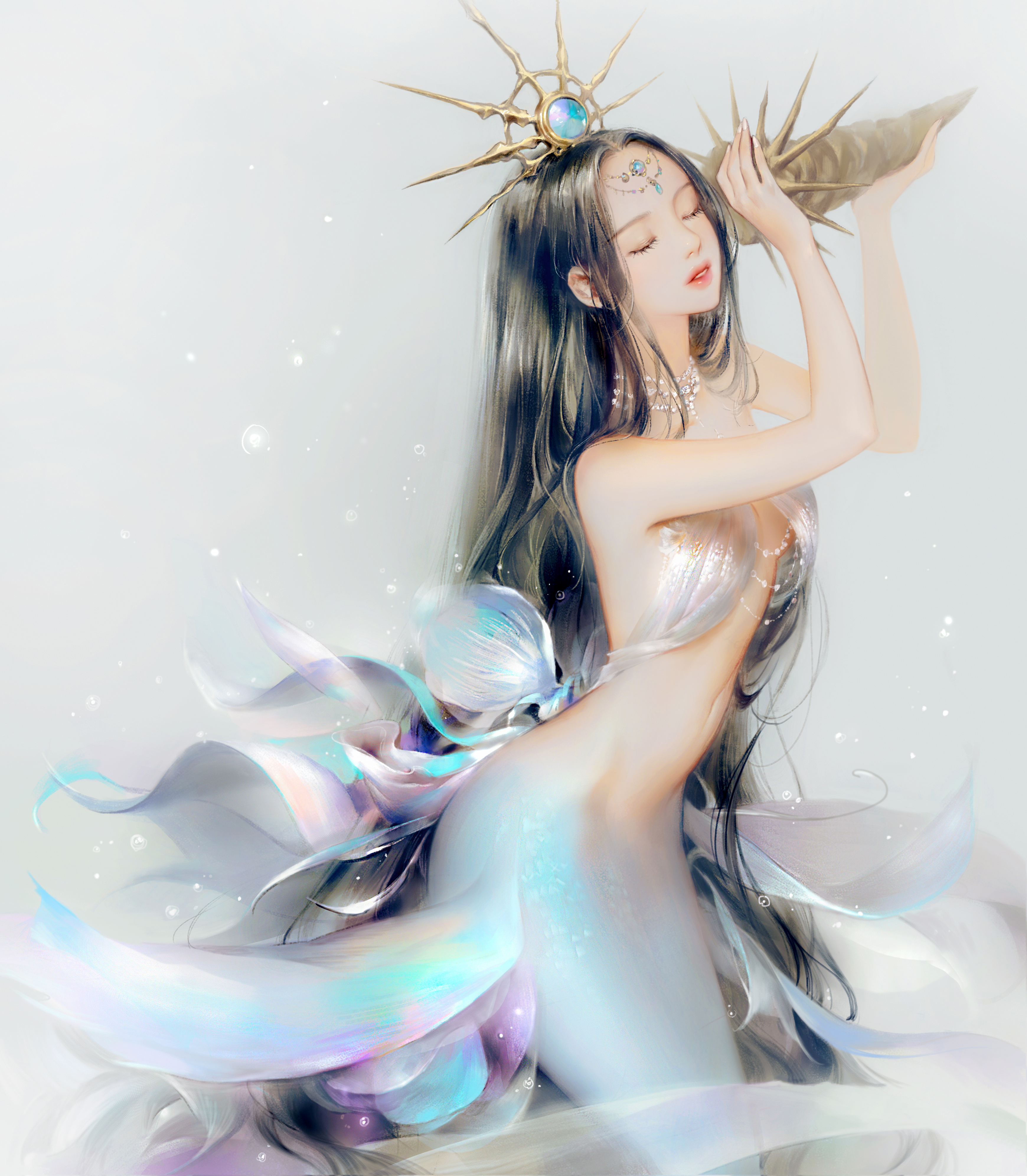 通透唯美的二次元美女，仙气扑面而来，充满梦幻华丽的马卡龙色彩