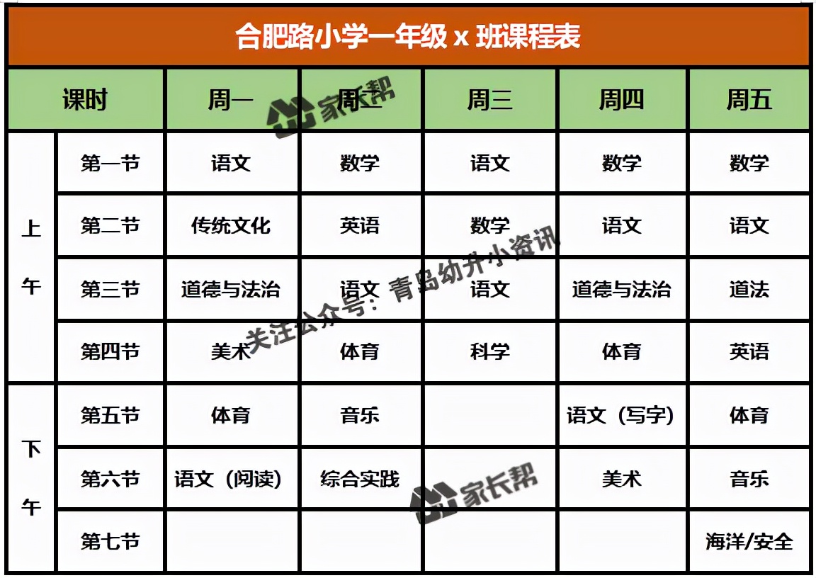 青岛「公办+民办小学」作息时间表及课程表汇总