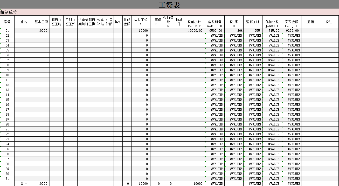 企業工資表格式超實用的員工工資核算表格模板送給你