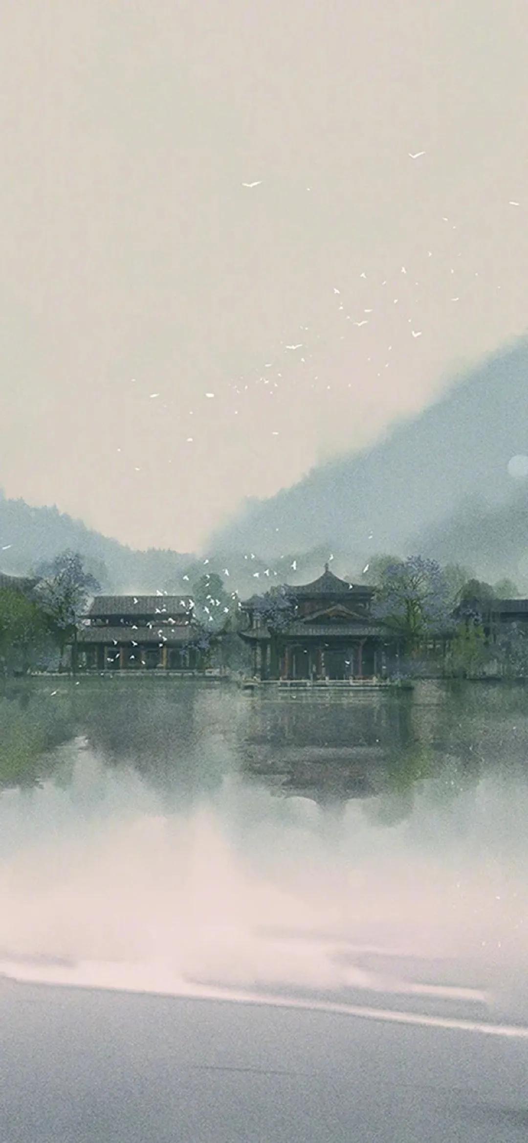 清新古风唯美风景插画手机壁纸