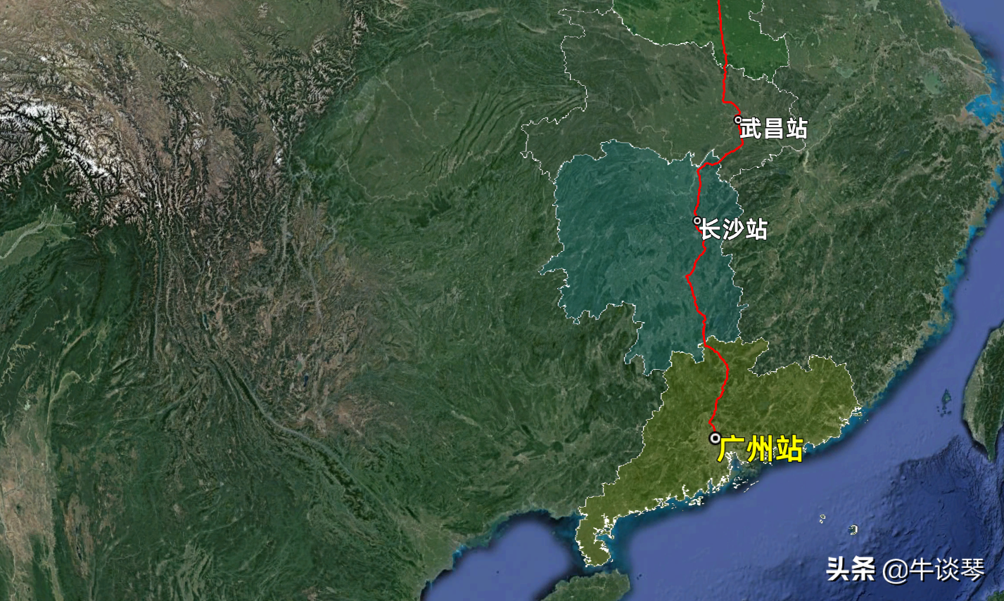 Z36次列车运行线路图：广州开往北京西，全程2294公里