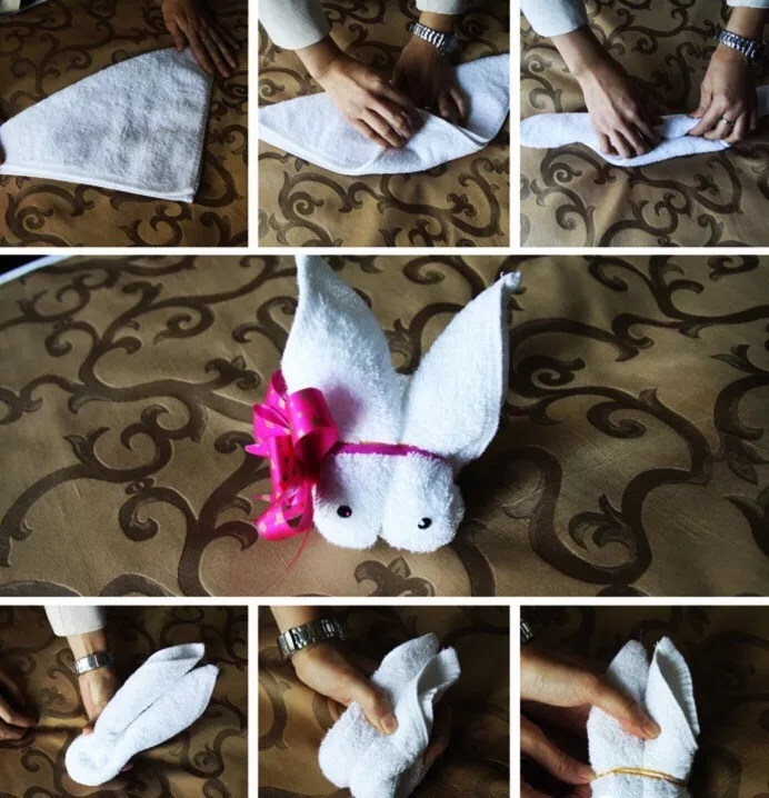 客房毛巾创意折叠教程图片