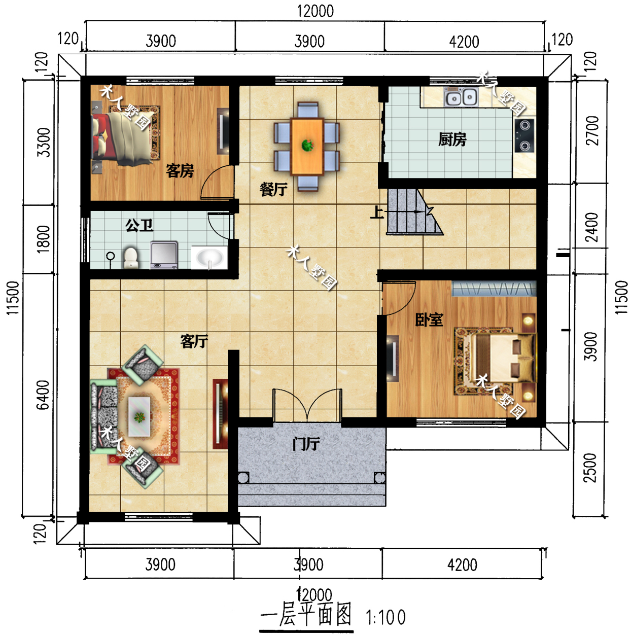 12×11.5米农村别墅，三层主体造价35万，外墙采用文化石和面砖