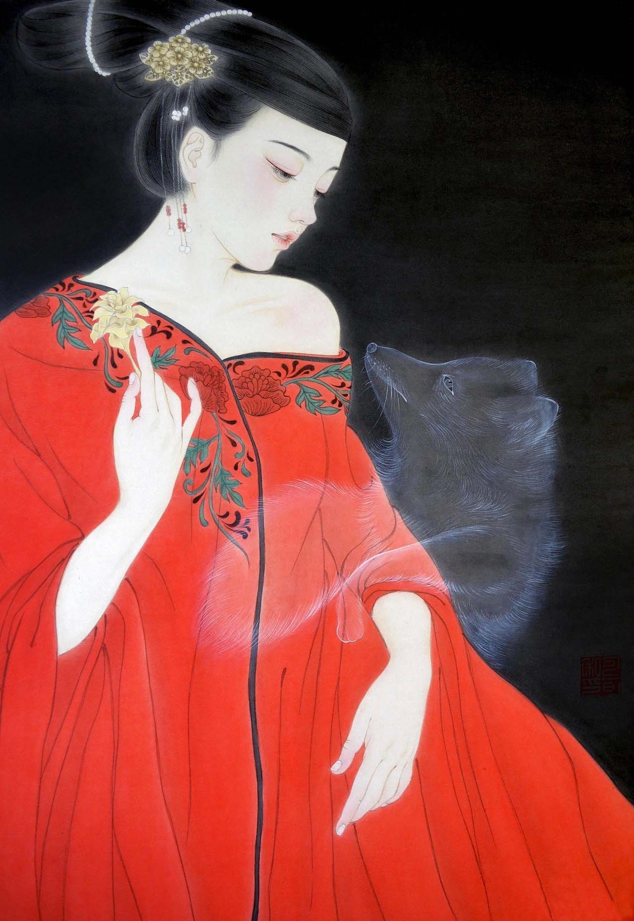 一组唯美的古风美女插画作品（图）