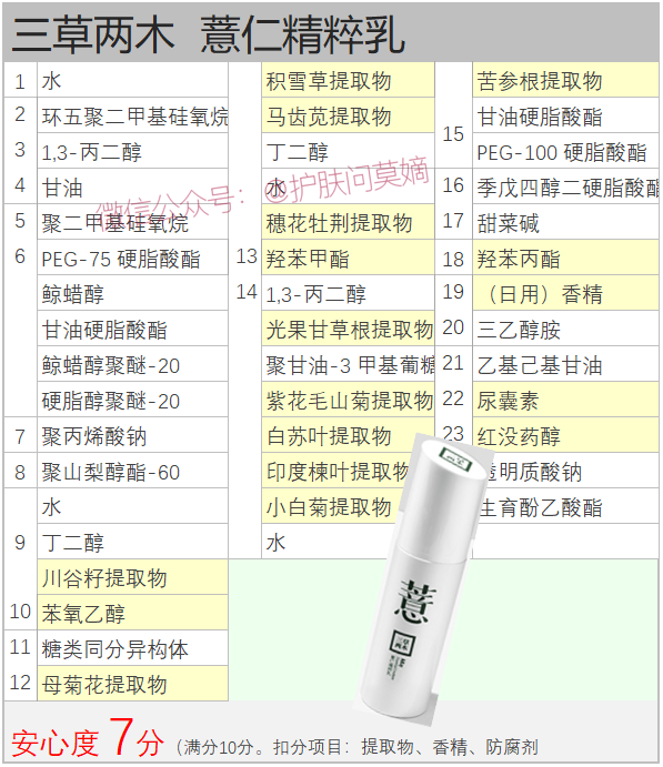 三草两木· 薏仁补水套装     | 点评