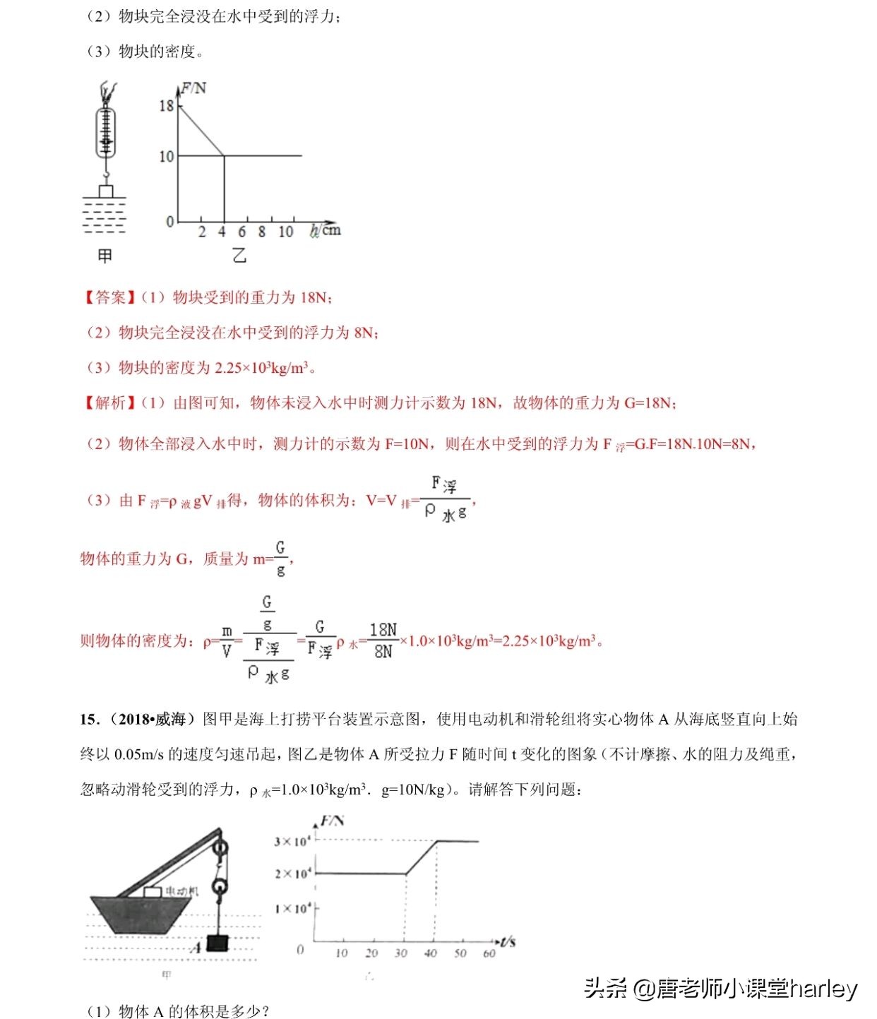 中考物理：浮力五大类型计算题+四大解题方法+真题专练，培优必备