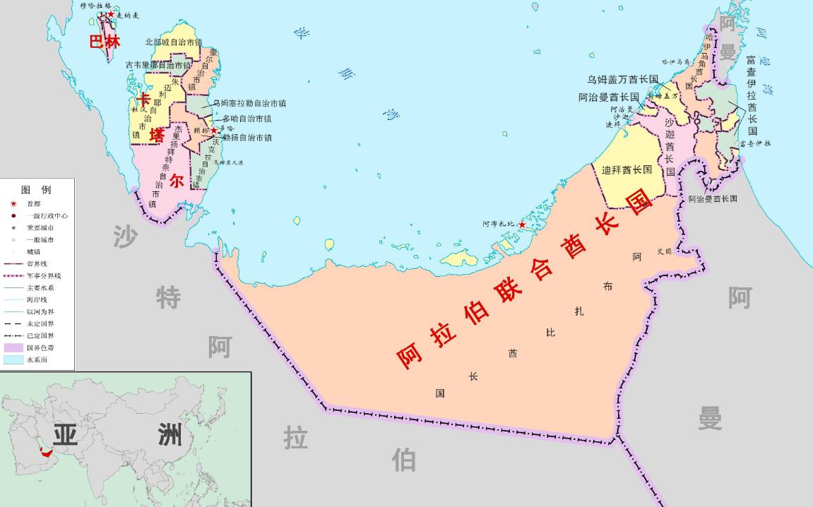 阿联酋本来有九个国家，有两个独立出去，现在一个比一个发达