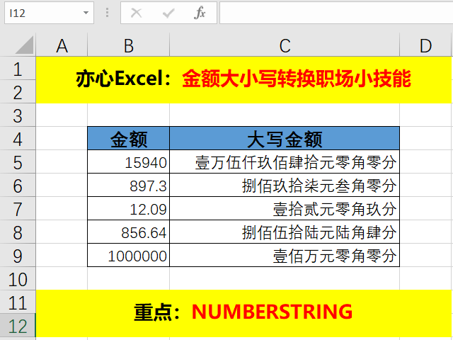 Excel中金额小写转大写，职场小技能，值得学习