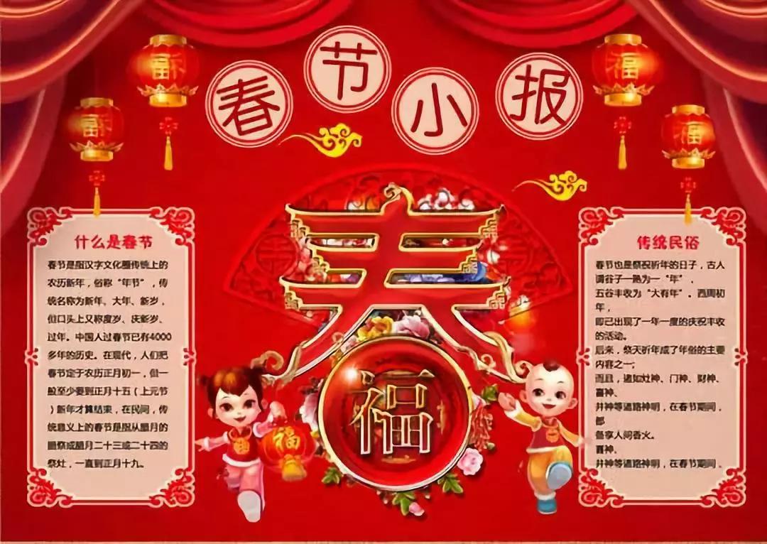 春节手抄报全汇总（附1-6年级春节作文写作思路＋技巧＋范文）