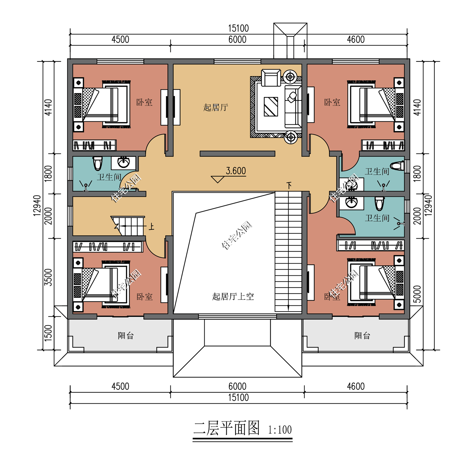 90平米2层小别墅图纸图片