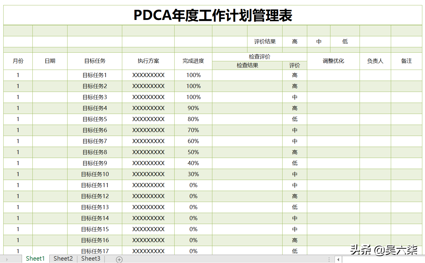 高效工作表格模板汇总：日计划、周计划、月计划、年计划表格模板