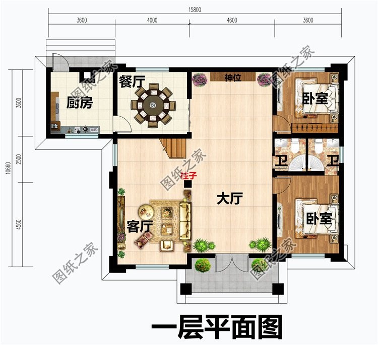 新中式二层住宅设计图，大面积居住阳台，确保您的生活充满阳光