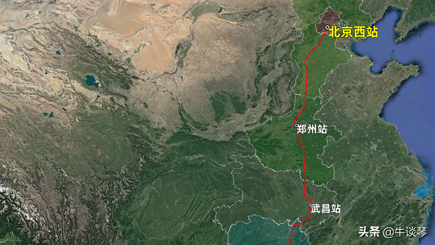 Z36次列车运行线路图：广州开往北京西，全程2294公里