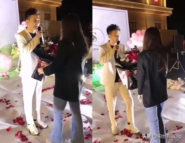 阿哲向未婚妻孙姗浪漫求婚，单膝下跪“摸头杀”，既搞笑又感动