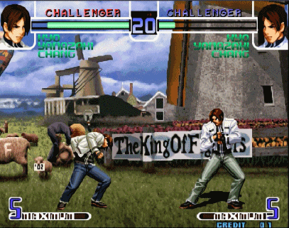 经典街机《拳皇》1P和2P一起摇大招，结果和想象的不一样