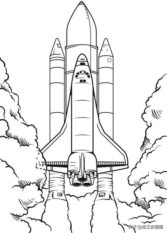 小火箭简笔画素材,给孩子收藏一份,实现他的"飞天梦"
