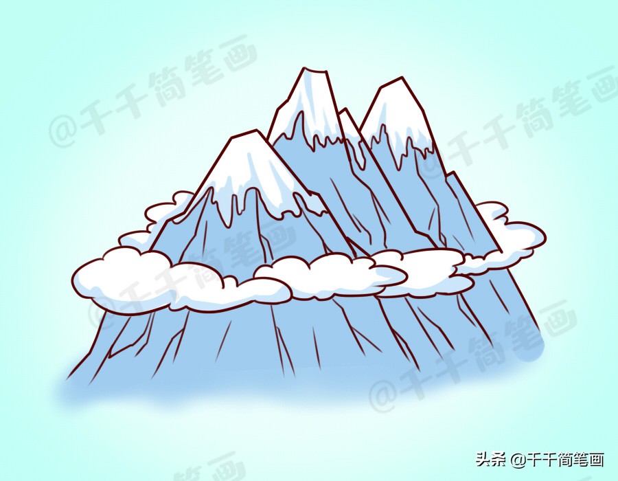 一组风景简笔画素材大全，山峰画法一学就会，哄娃必备