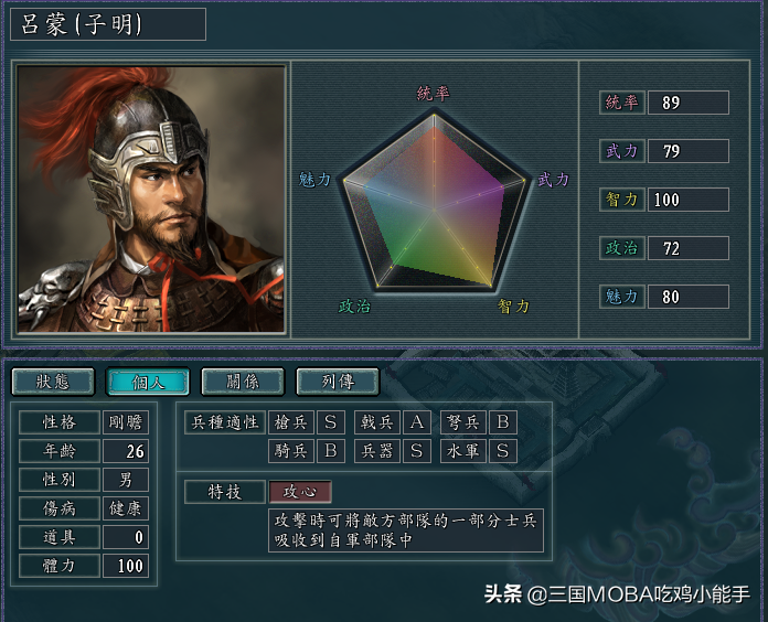 三国志11哪些武将容易变成100智军师？吕蒙最轻松，速度无人能及