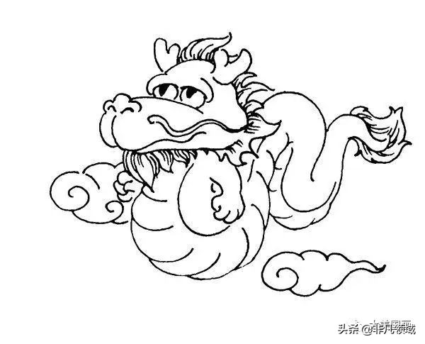 龙的简笔画图文教程中国彩墨龙的画法步骤图片工笔水墨画龙的简笔画教