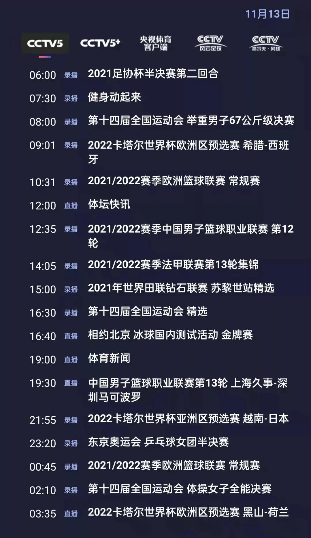 央视体育今日节目单：CBA(上海-深圳)，CCTV5直播