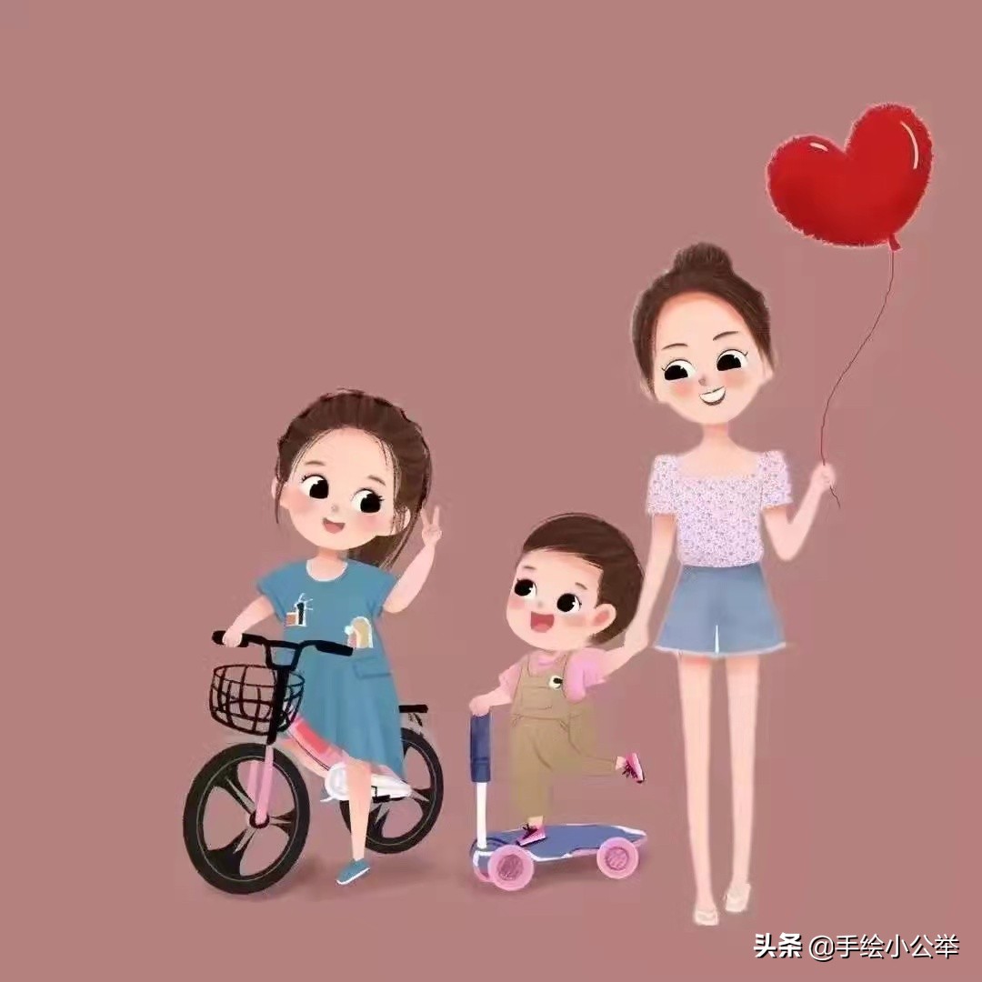 换个头像吧,喜气洋洋三口四口五口之家,亲子头像设计温馨幸福