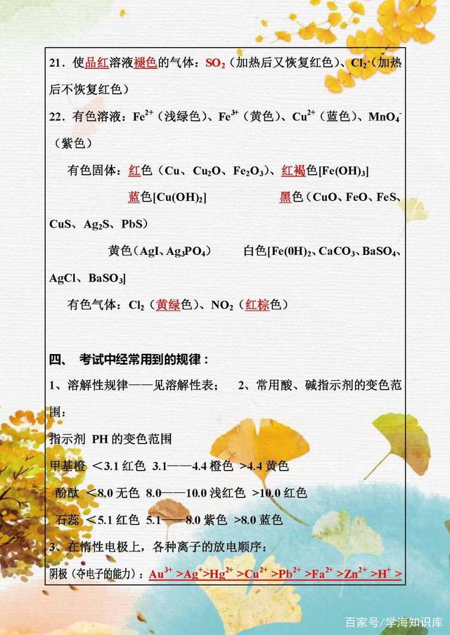 2020高考化学：必背知识点归纳与总结，今年的考生先拿去看看！