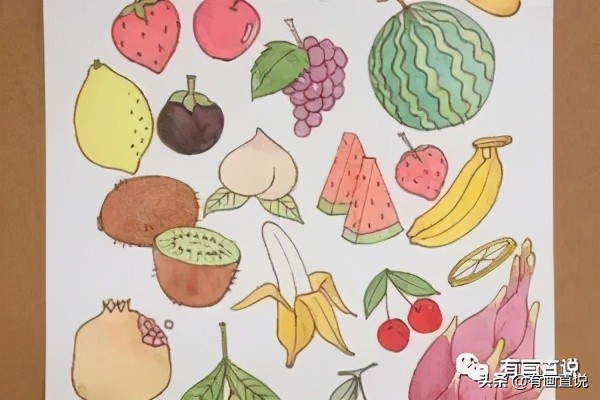 儿童画简笔画临摹素材52张：水果系列画法，收藏备用，在家学画画