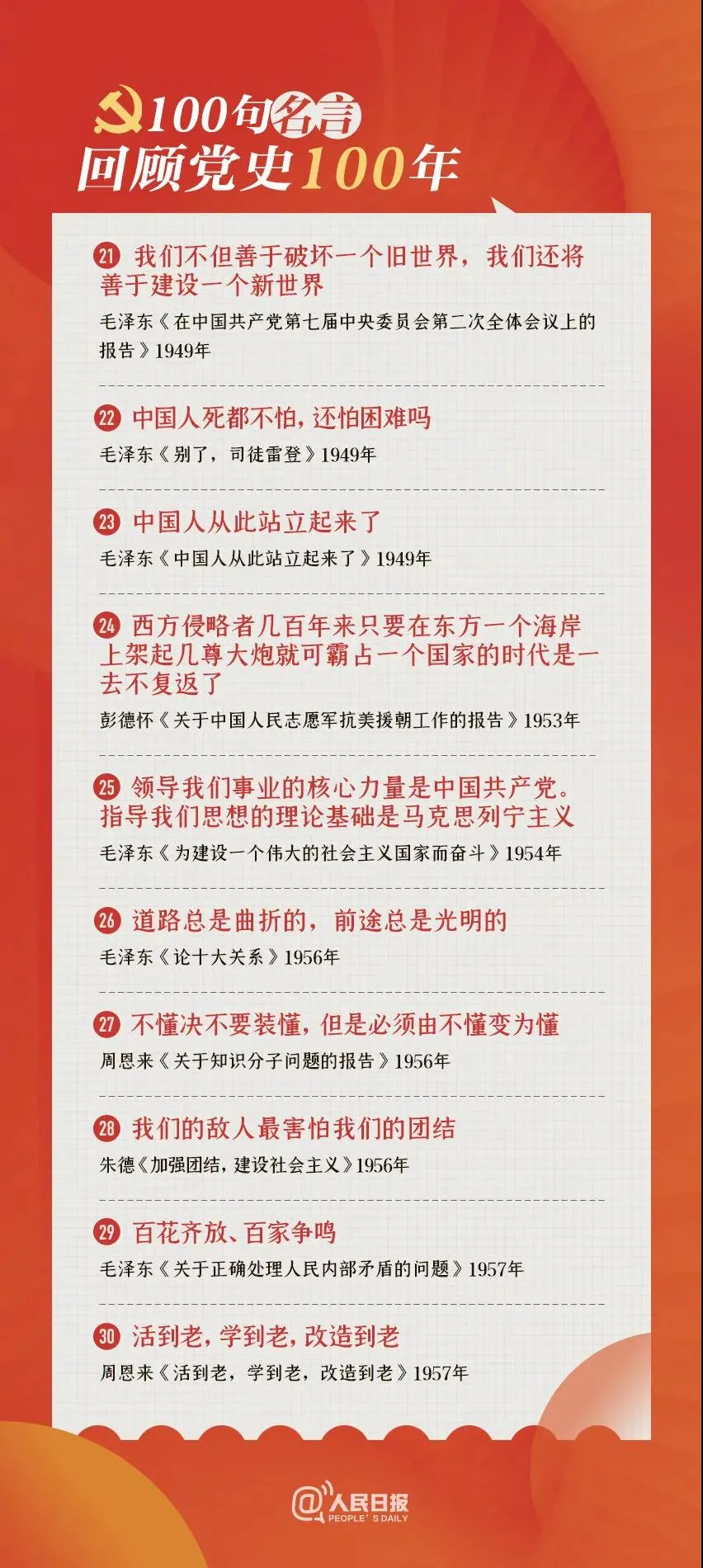 100句名言回顾党史100年