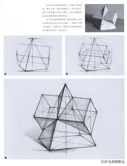 石膏几何体素描图片（分享结构素描高清临摹素材：几何体+石膏头像专项，在家学画画）