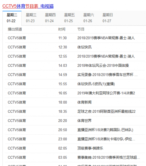 2018世界杯在哪个卫视(CCTV5今日直播节目单及地址 将直播两场亚洲杯1/8决赛)