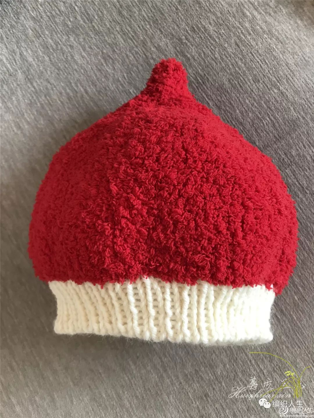 为孙子准备的新年红装，儿童棒针珊瑚绒奶嘴帽围巾套装