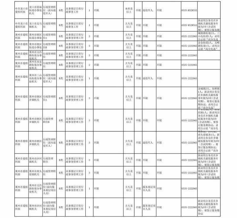 莱州信息网最新招聘信息（公务员招考职位表出炉）