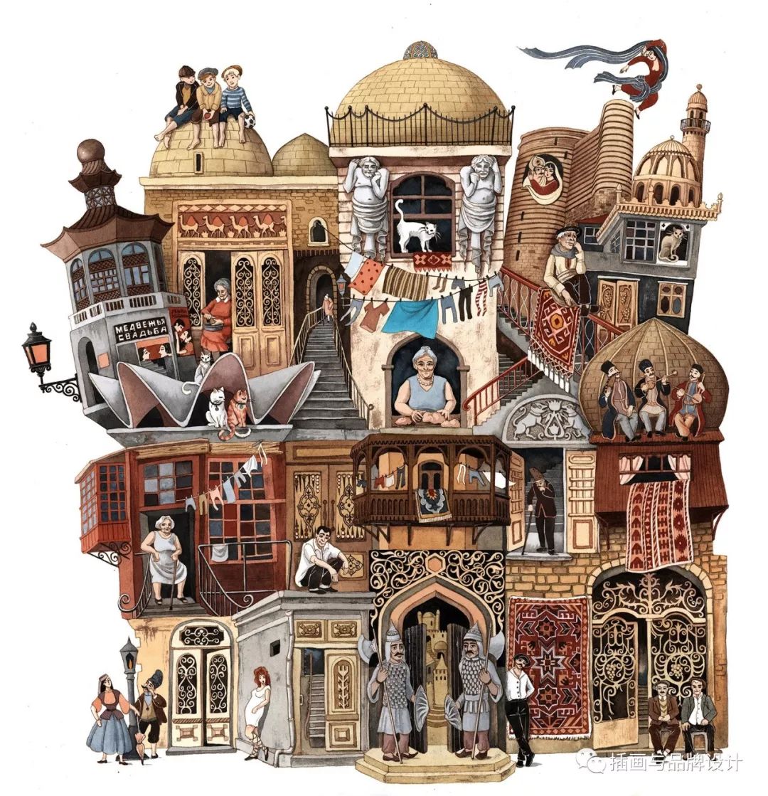 插画丨乌克兰插画师画出传统与现代并存的魅力上海，让你体会最上海的生活