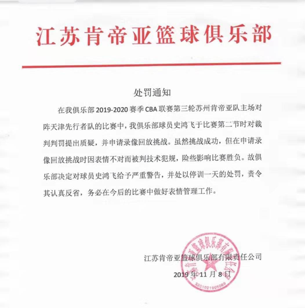 cba球员为什么停训(CBA｜江苏男篮对自家球员开出离奇罚单，史鸿飞因“表情不对”被停训一天)