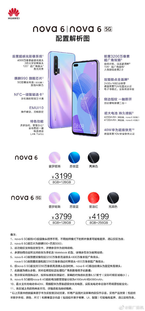 华为nova6参数详细华为nova6参数详细配置解析