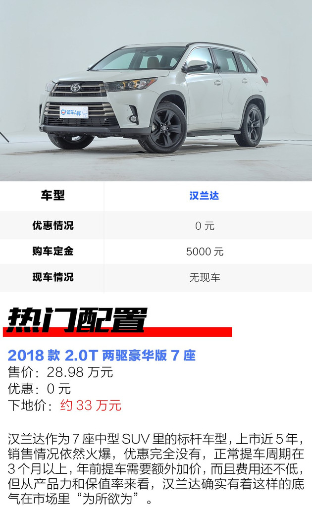 买车寻优惠不用跑店 广汽丰田全系的优惠都帮你汇总好了